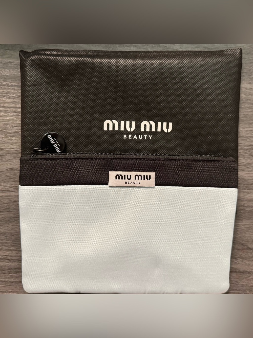 Miu Miu Clutch Black and Light Blue Beauty Bag Pouch Cosmetics - Brand New